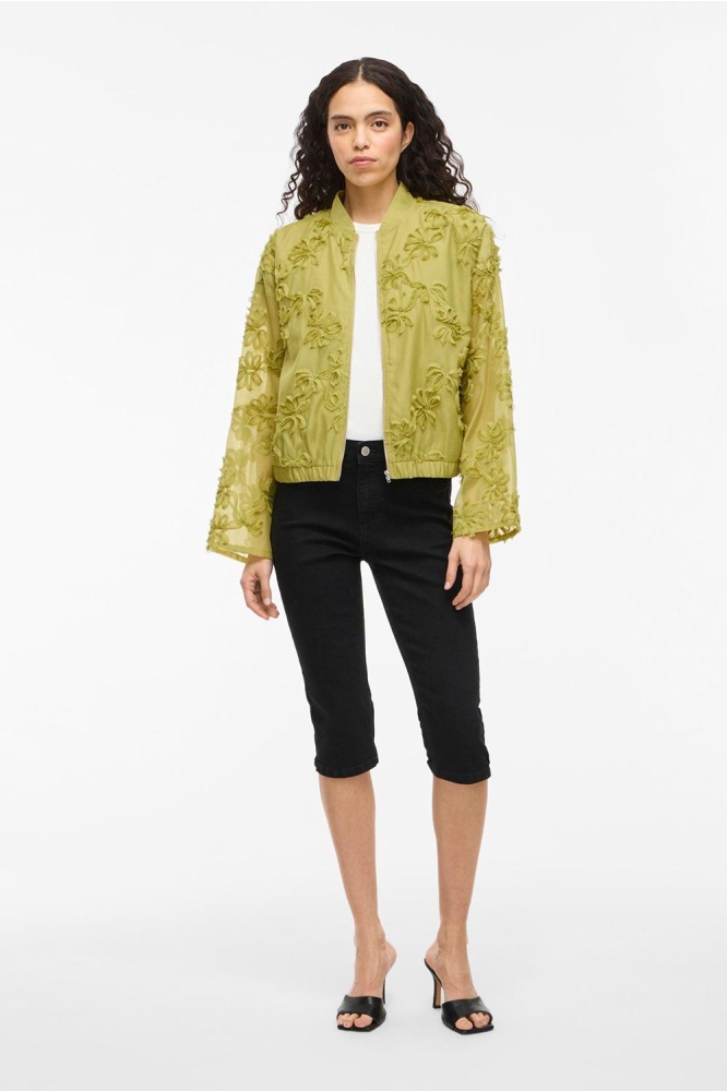 VIAGNES L/S LACE BOMBER JACKET 14111826 GREEN IVY